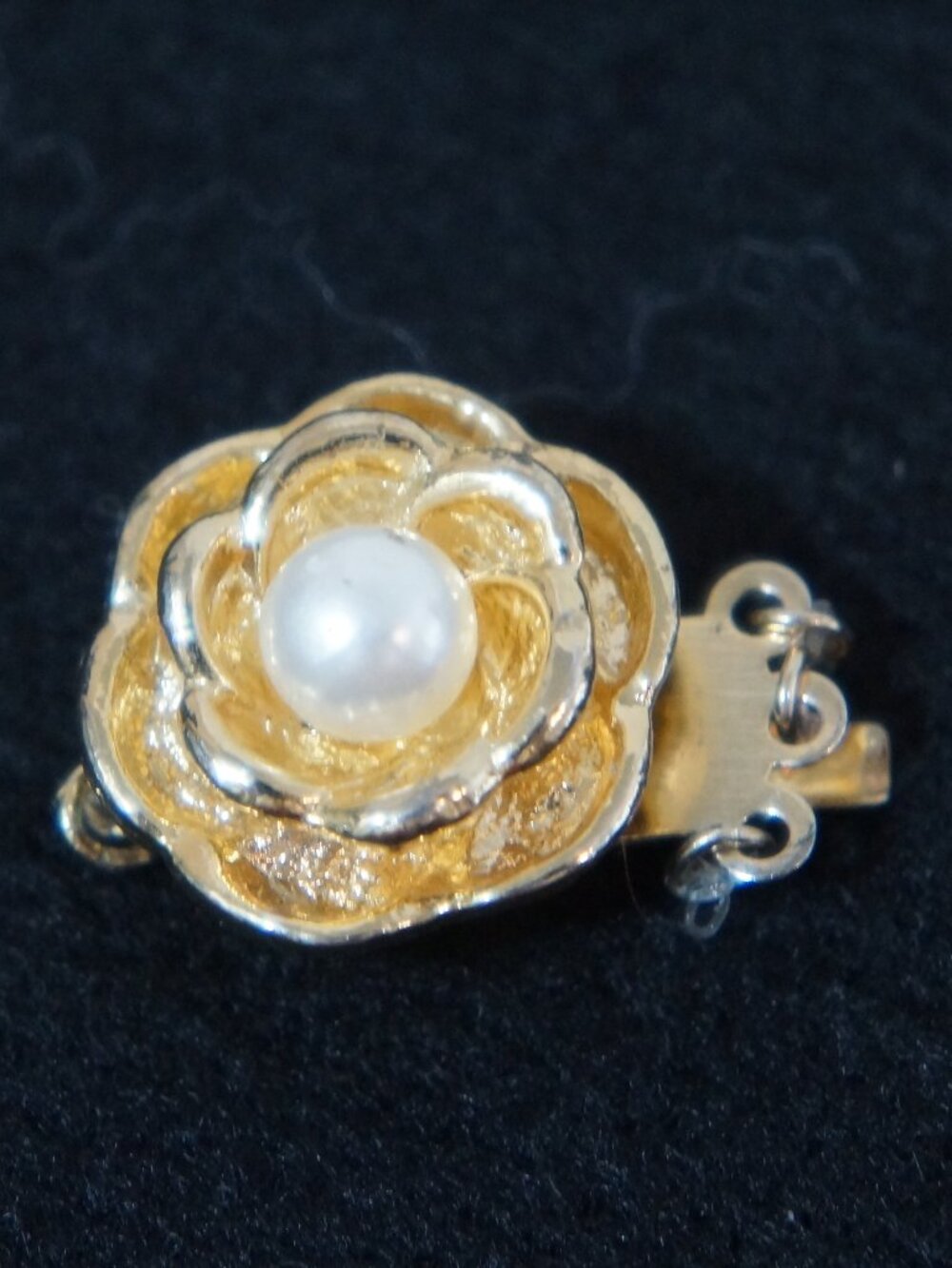Vtg Japanese Gold Silver 3 Strand Akoya Pearl Flower Necklace Bracelet Clasp